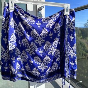 Zara Blue and White Patterned Swim Sarong